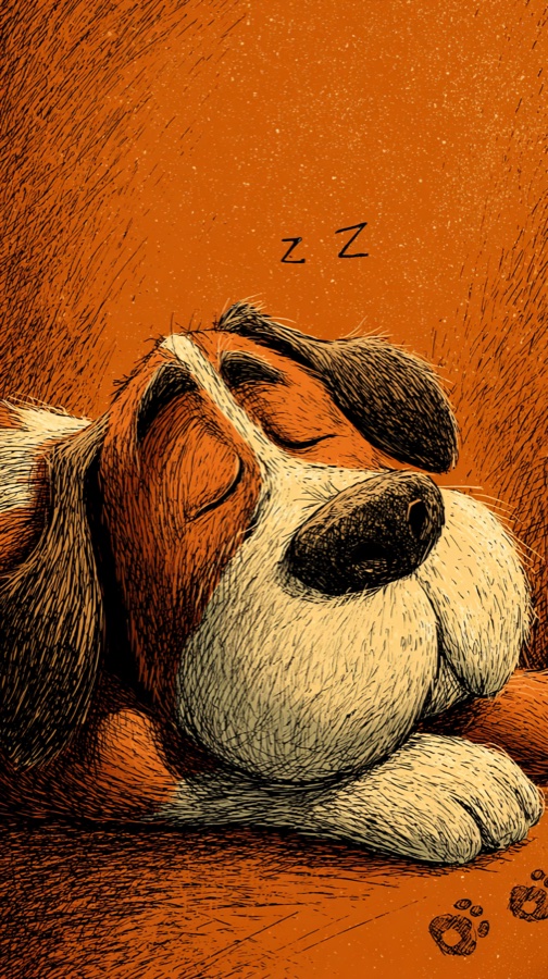 Eddy curled up, peacefully dozing.